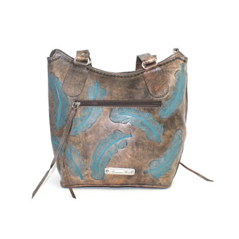 American West Sacred Bird Zip Top Bucket Tote - Charcoal/Turquoise #2